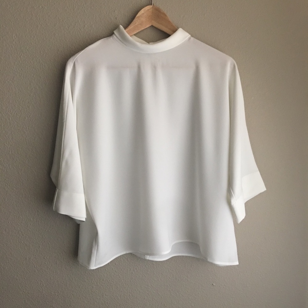 Uniqlo Drape Mock Neck Half Sleeve OFF WHITE